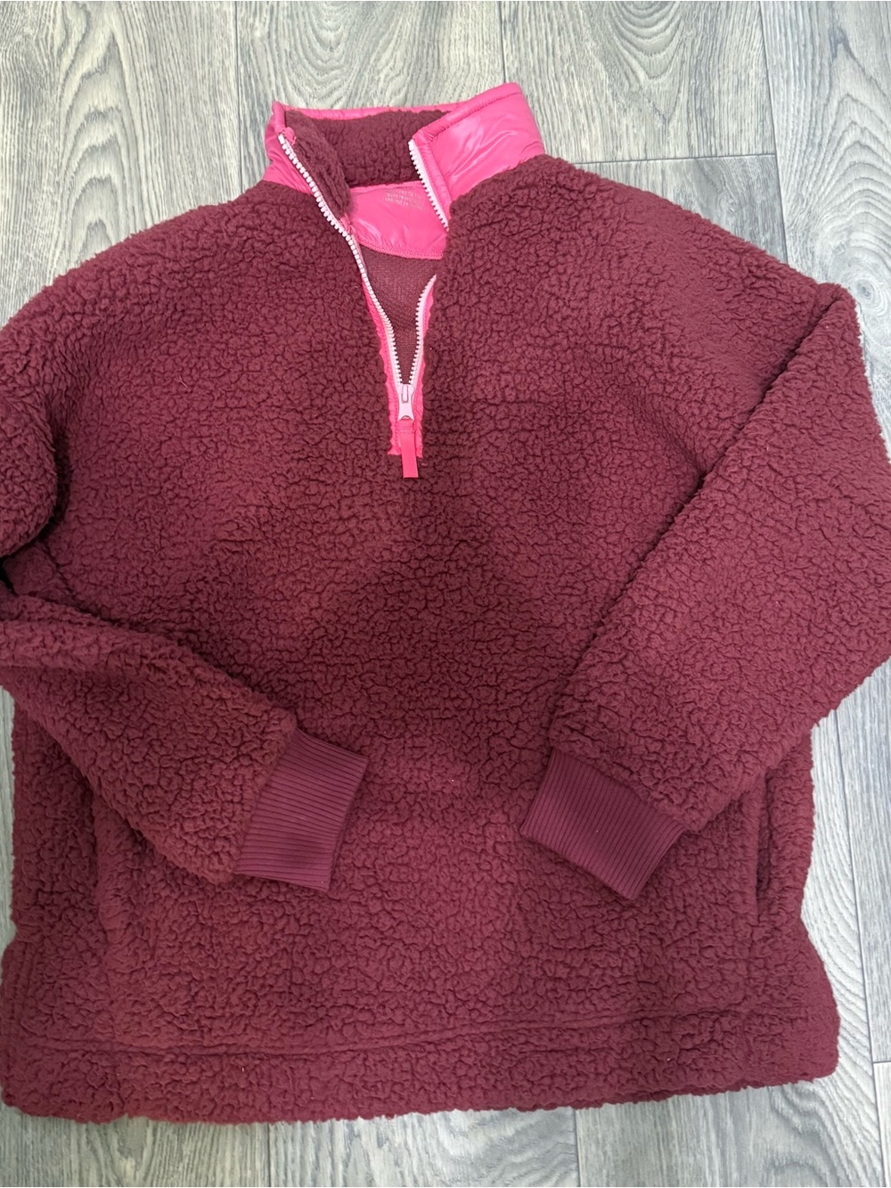 Aerie Burgundy Sherpa Pullover XS